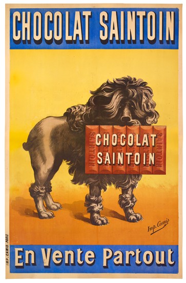 DESIGNER UNKNOWN. CHOCOLAT SAINTOIN. Circa 1900. 73x47 inches, 187x122 cm. Camis, Paris.
